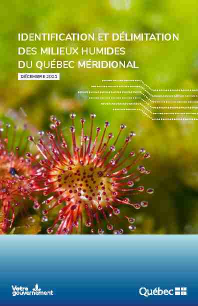 Identification et délimitation des milieux humides du Québec