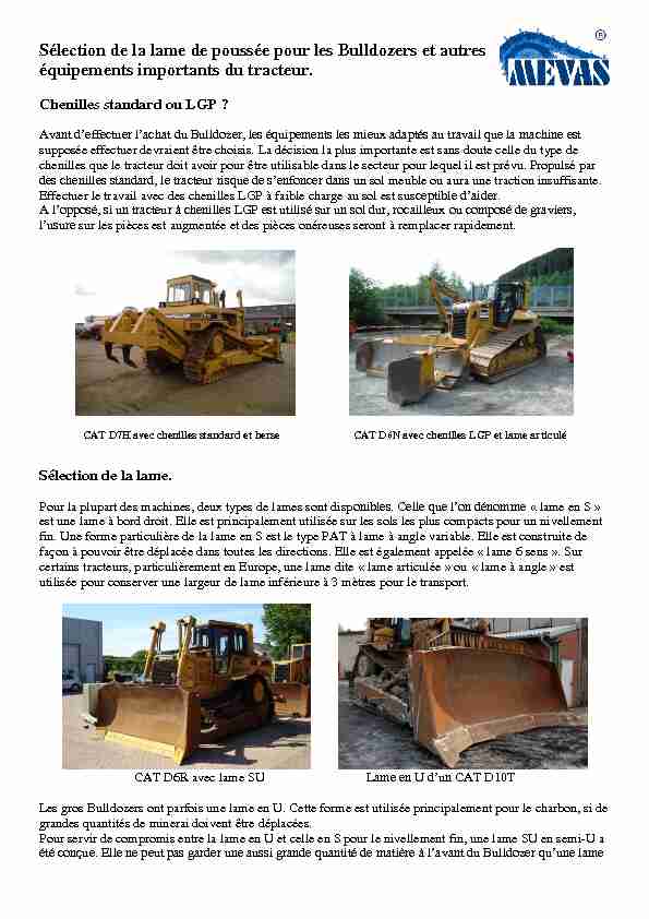 [PDF] Equipements du Bulldozer - Mevas