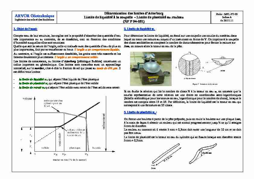 pdf Détermination des limites d’Atterberg ARVOR Géotechnique