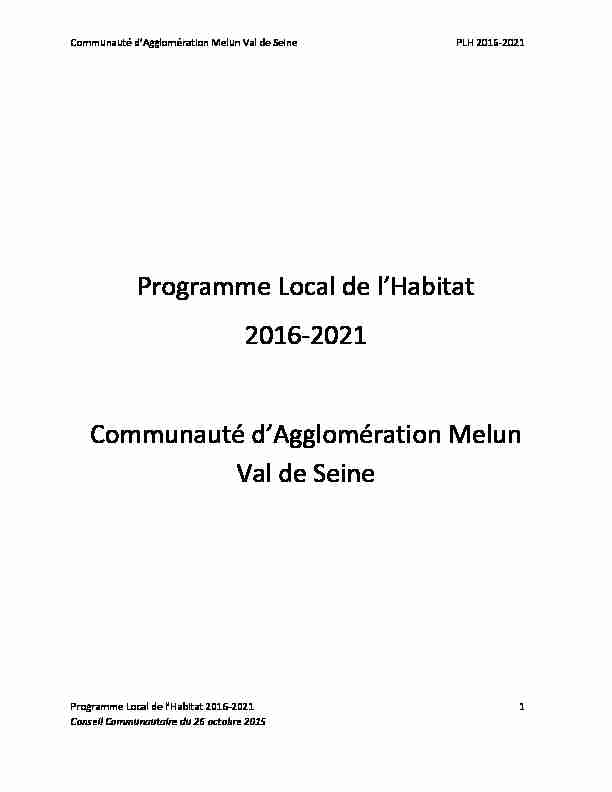 Programme Local de lHabitat 2016-2021 Communauté d