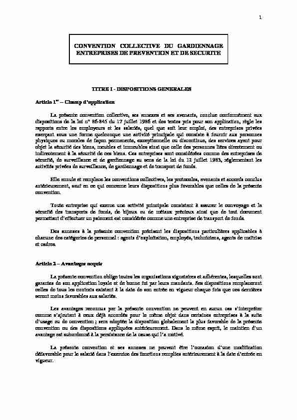 [PDF] CONVENTION COLLECTIVE DU GARDIENNAGE ENTREPRISES