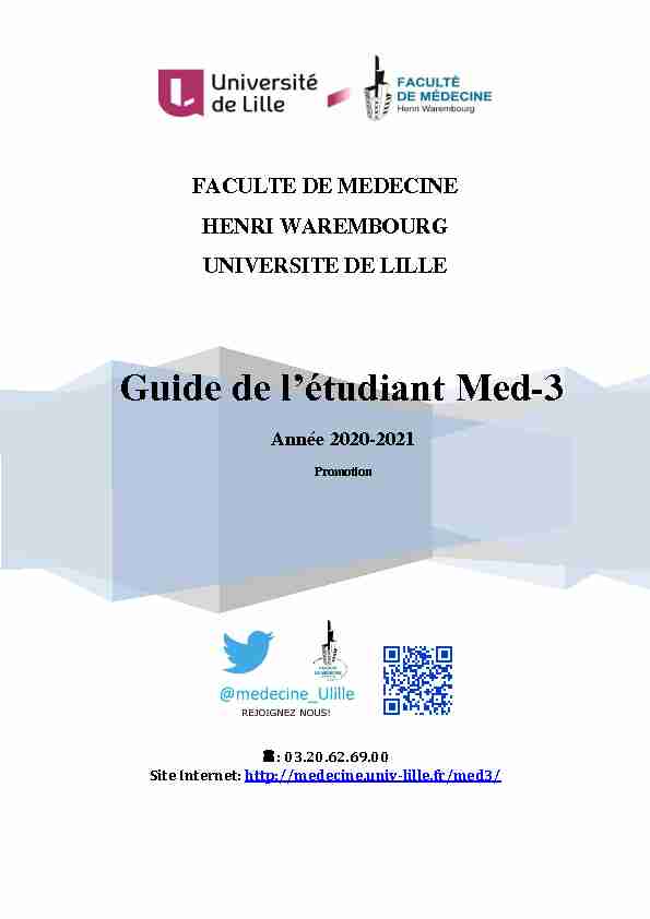 [PDF] Guide de létudiant Med-3 - Faculté de Médecine de Lille