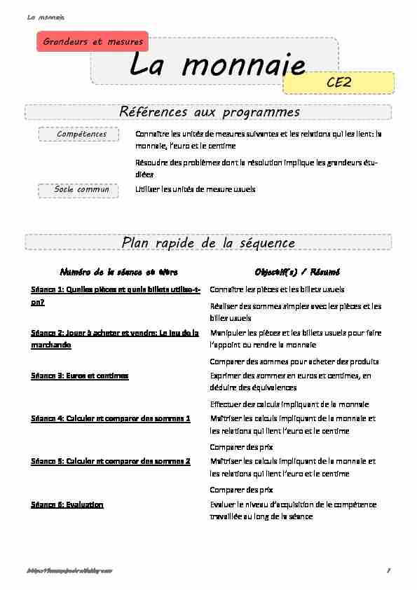 [PDF] La monnaie - Eklablog
