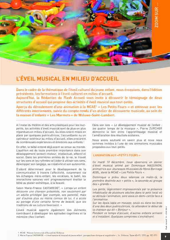 [PDF] LÉVEIL MUSICAL EN MILIEU DACCUEIL - ONE