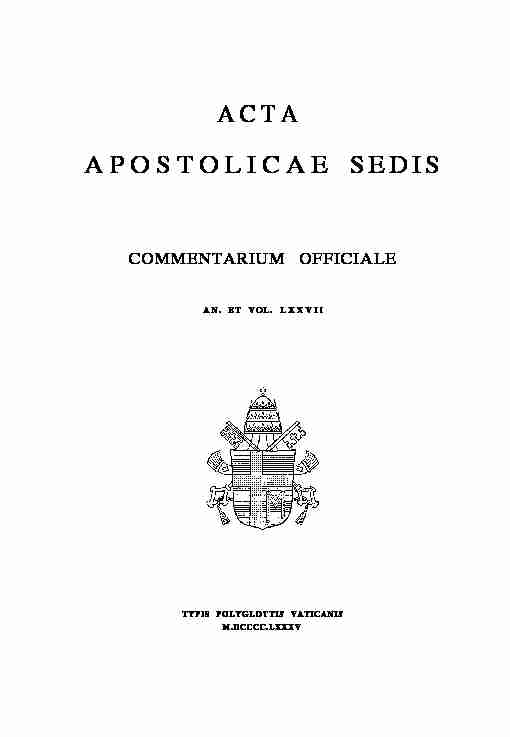 [PDF] ACTA APOSTOLICAE SEDIS - Vaticano