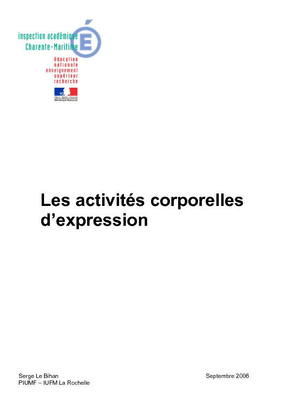 Les activités corporelles d'expression - Académie de Poitiers