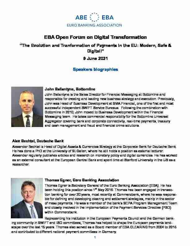 EBA Open Forum on Digital Transformation