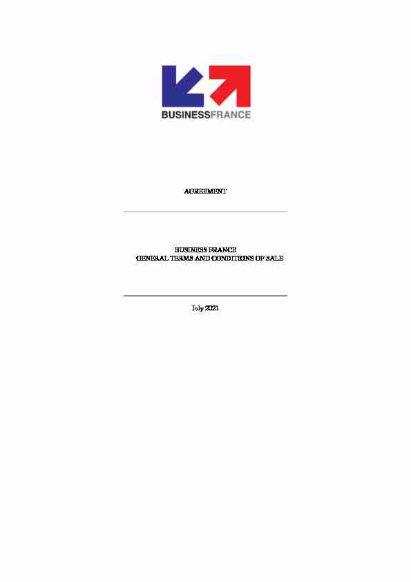 AGREEMENT BUSINESS FRANCE GENERAL TERMS AND