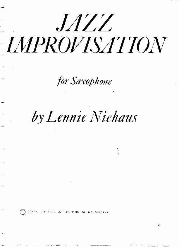 Lenny Niehaus - Jazz Improvisation for Saxophone