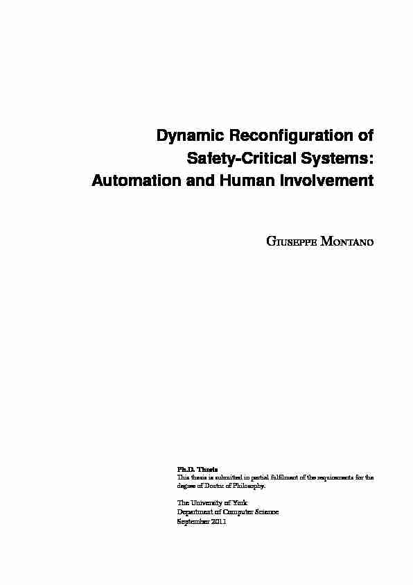 [PDF] Dynamic Reconfiguration of Safety-Critical Systems - CORE