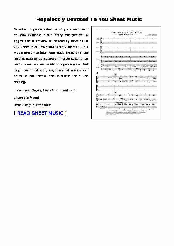 Hopelessly Devoted To You Sheet Music - Top Music Sheets