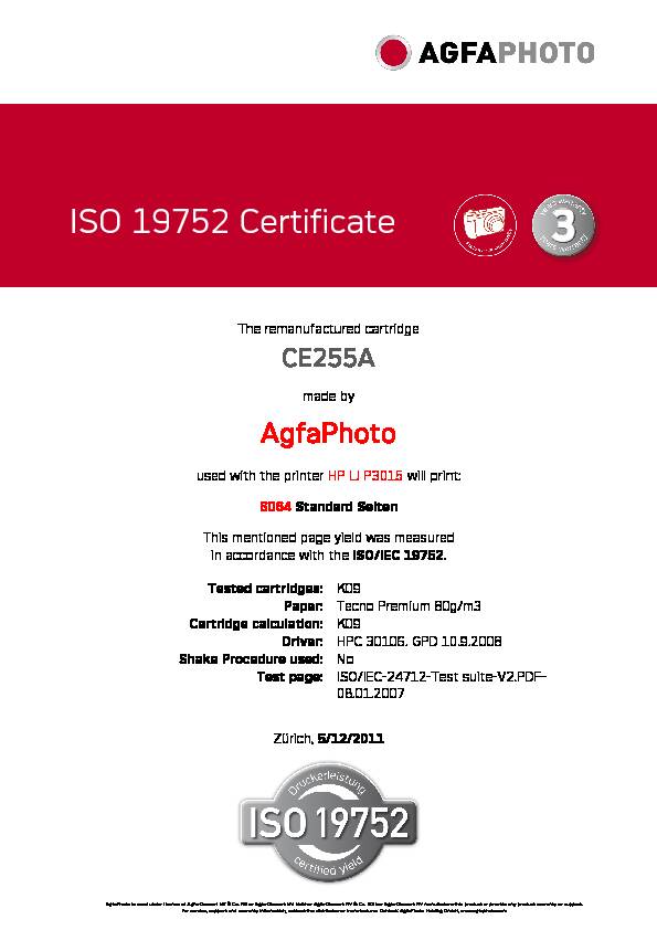 ISO 19752 Certificate