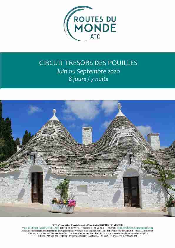 [PDF] CIRCUIT TRESORS DES POUILLES - ATC Routes du Monde