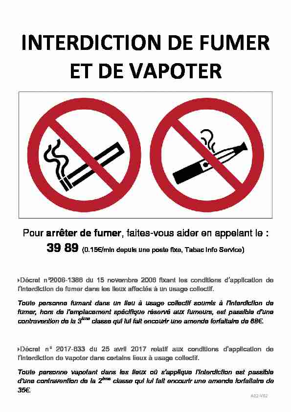 Searches related to interdiction de fumer et de vapoter PDF