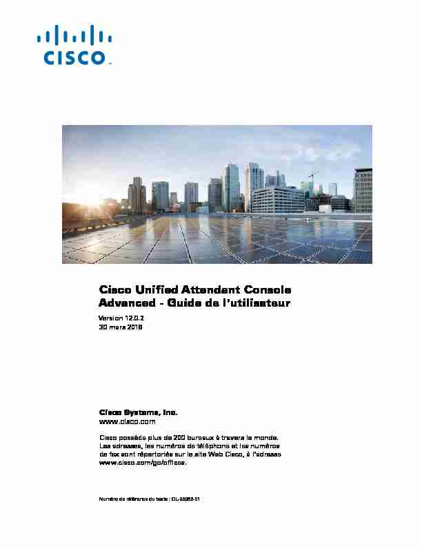 Guide de lutilisateur Cisco Unified Attendant Console Advanced