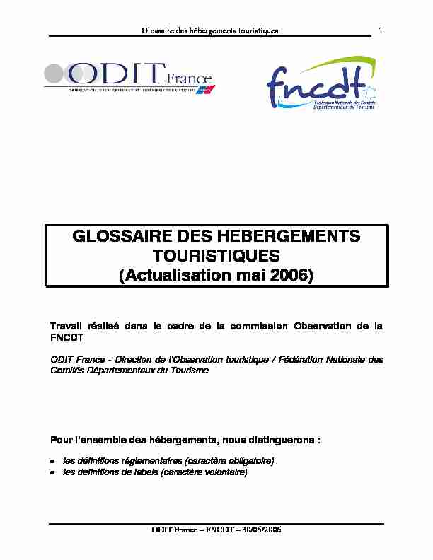 [PDF] GLOSSAIRE DES HEBERGEMENTS TOURISTIQUES - Pays Vichy