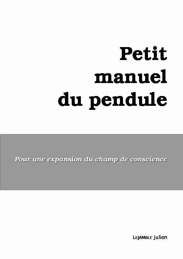 [PDF] Le petit manuel du pendule - Subtilnet