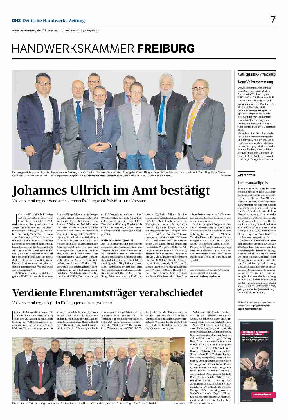 [PDF] Johannes Ullrich im Amt bestätigt - Handwerkskammer Freiburg