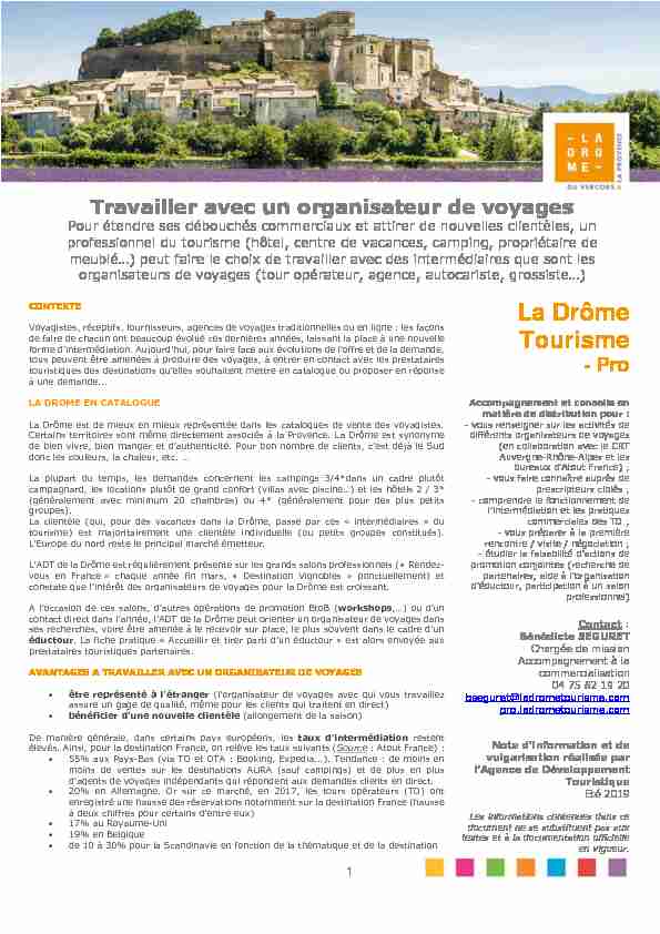 Travailler avec un organisateur de voyages - La Drôme Tourisme