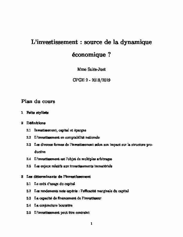 [PDF] Linvestissement - Economie & Gestion