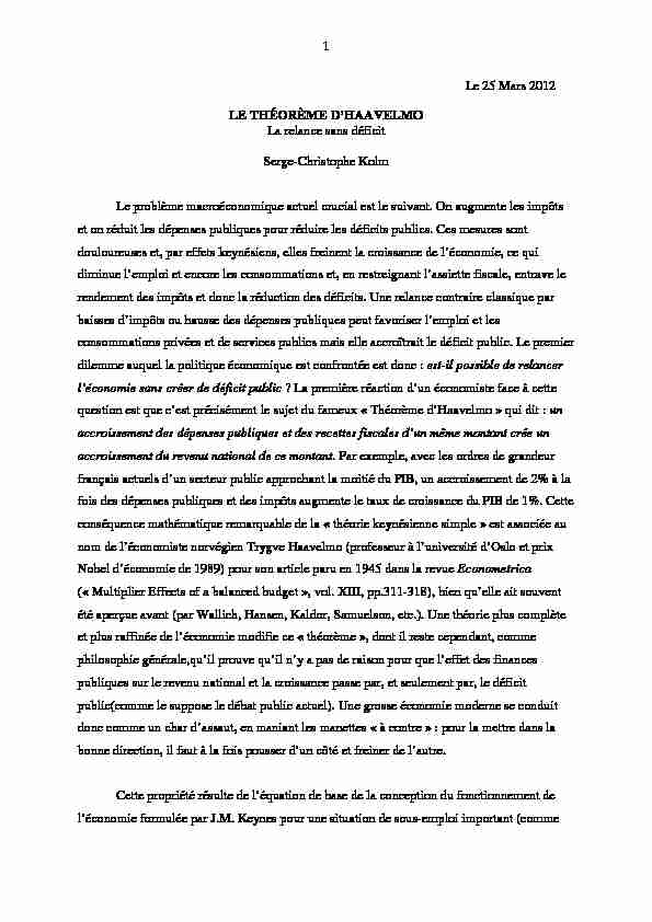 [PDF] Le theorème dHaavelmo - Serge-Christophe Kolm