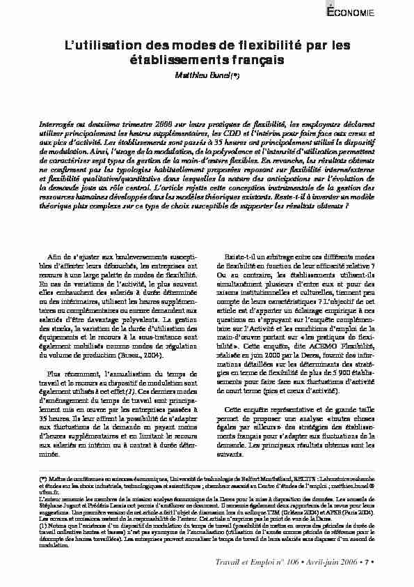 [PDF] Lutilisation des modes de flexibilité par les établissements français
