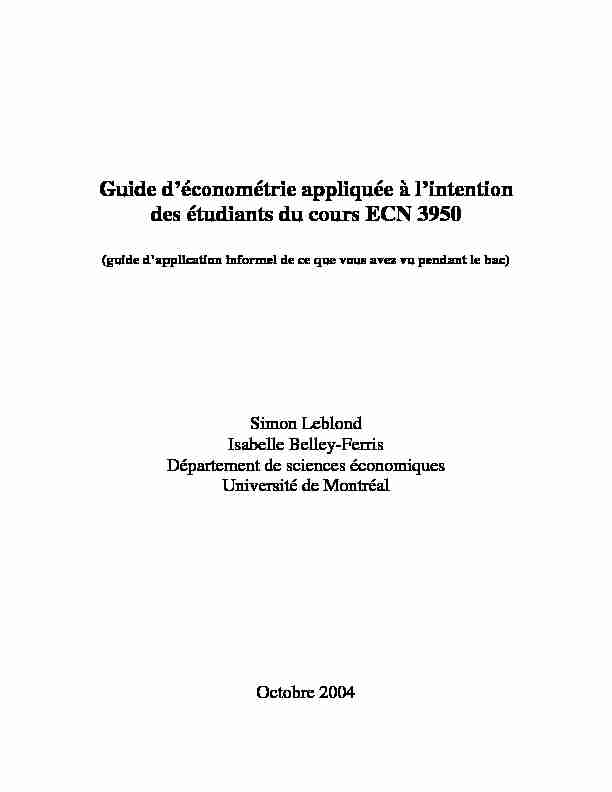 [PDF] Synthèse/résumé du guide déconométrie appliquée pour Stata