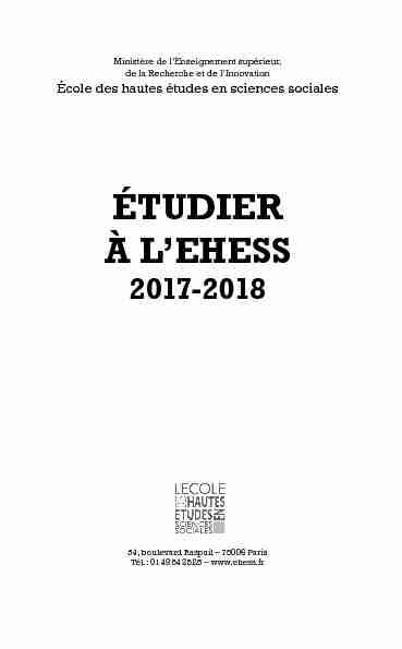 Livret d'accueil étudiant 2017-2018 - ehess