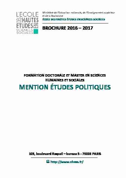 [PDF] MENTION ÉTUDES POLITIQUES - École des hautes études en