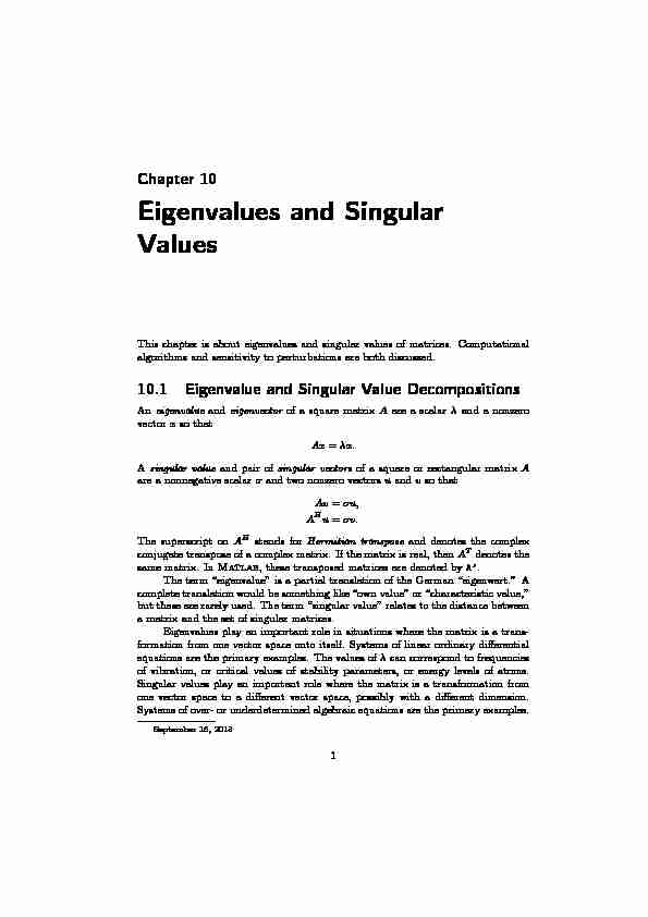 Chapter 10 Eigenvalues and Singular Values - MathWorks