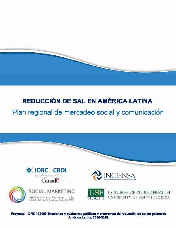 Reducción de sal en América Latina : plan regional de mercadeo