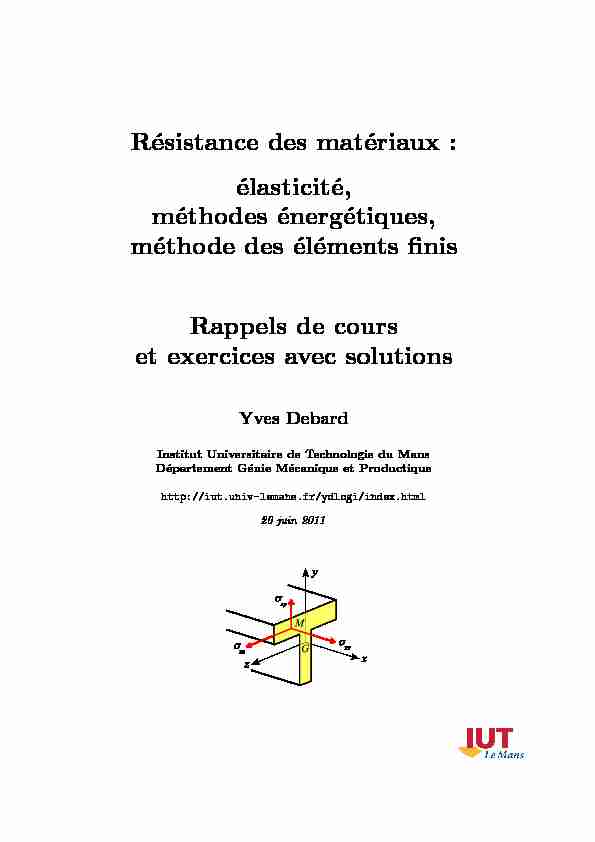 [PDF] Résistance des matériaux : élasticité, méthodes  - IUT Le Mans