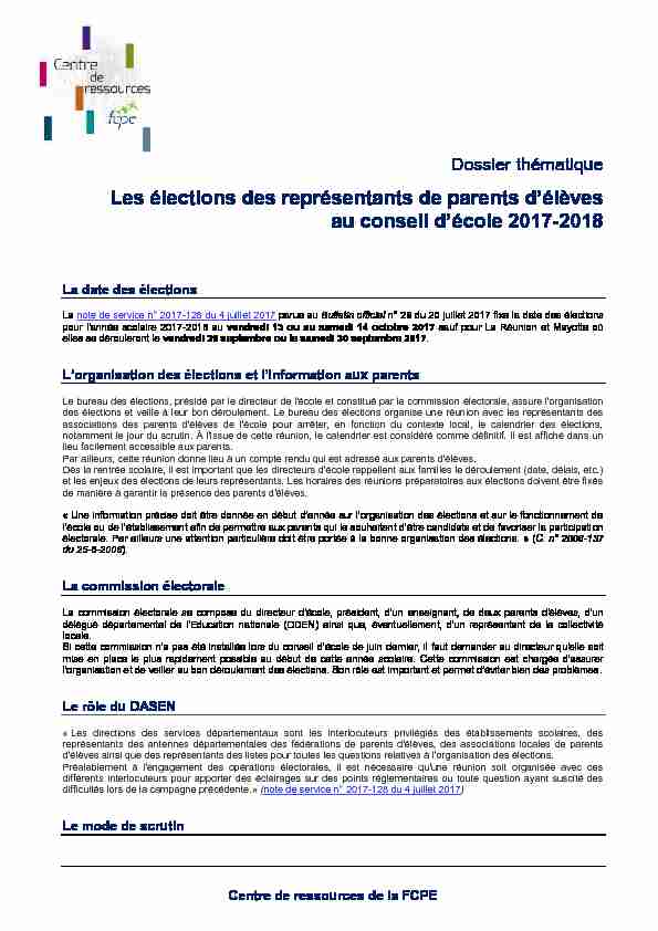 [PDF] Les élections des représentants de parents délèves au  - FCPE95