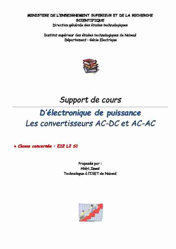 [PDF] Support de cours Délectronique de puissance Les  - ISET Nabeul