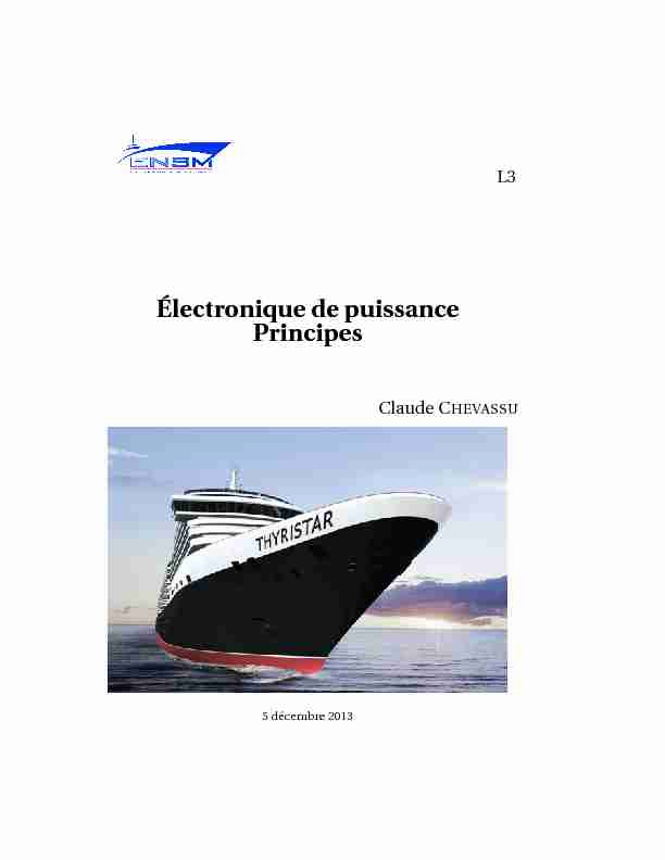 [PDF] Électronique de puissance Principes - Claude Chevassu