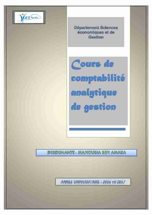 [PDF] Cours de comptabilité analytique de gestion - Institut Supérieur des