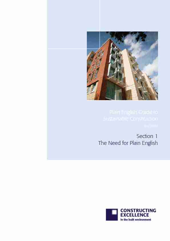 Plain English Guide to Sustainable Construction Section 1 The