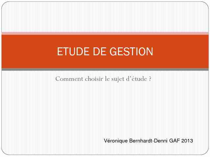 [PDF] ETUDE DE GESTION