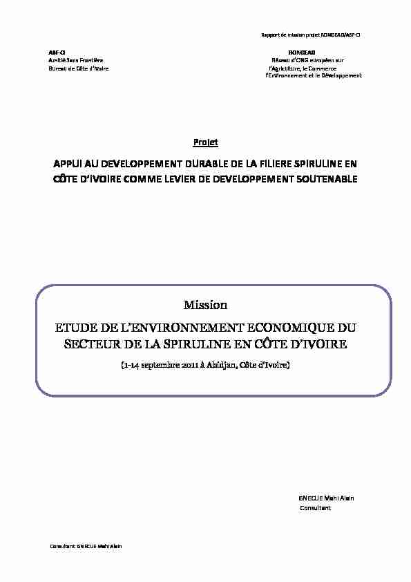[PDF] Mission ETUDE DE LENVIRONNEMENT ECONOMIQUE  - Nitidae