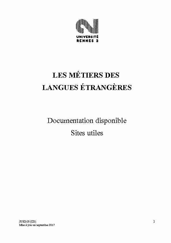 [PDF] Les métiers des langues étrangères - ANLEA