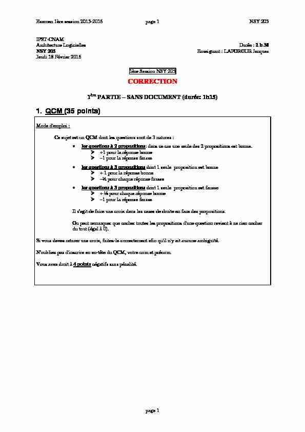 [PDF] CORRECTION 1 QCM (35 points) - Cours CNAM par J Laforgue