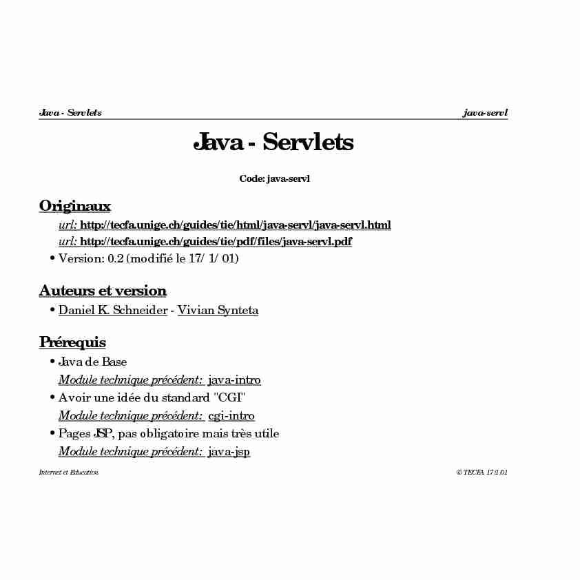 [PDF] Java - Servlets - TECFA