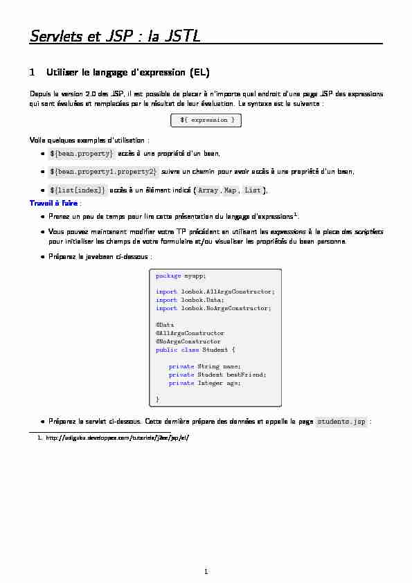 [PDF] Servlets et JSP : la JSTL