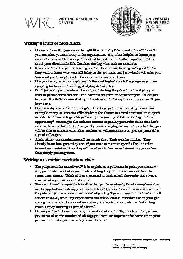 [PDF] How to write a letter of motivation - Heidelberg University