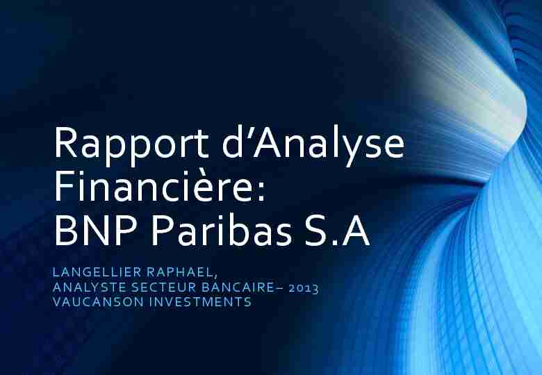 Rapport dAnalyse Financière: BNP Paribas S.A