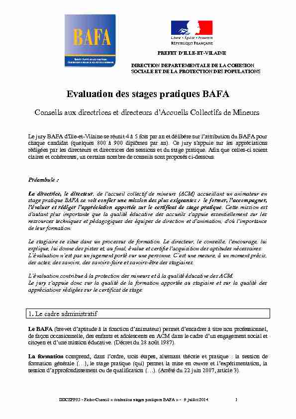 [PDF] Evaluation de stagiaires BAFA en « stage pratique »
