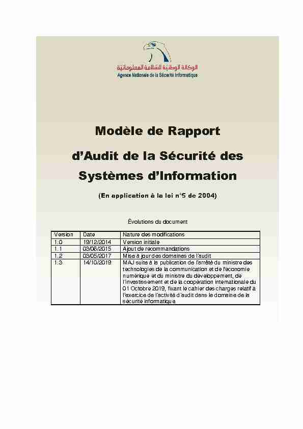 [PDF] Modèle de Rapport dAudit de la Sécurité des Systèmes dInformation