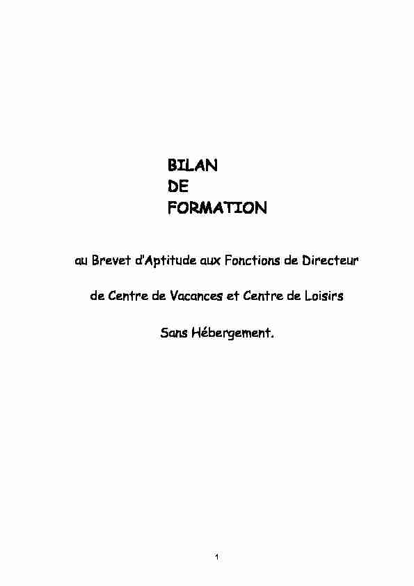 [PDF] BILAN DE FORMATION - AnimActions