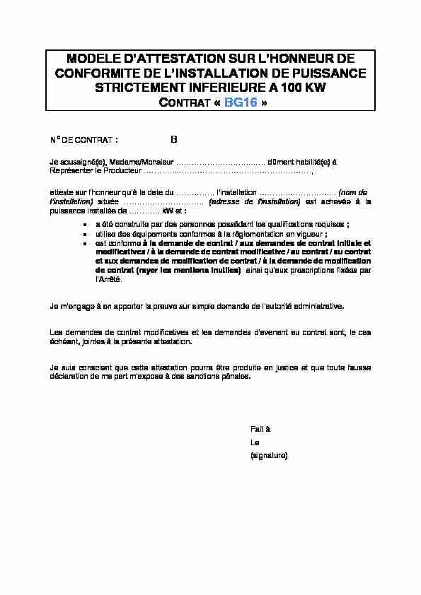 [PDF] MODELE DATTESTATION SUR LHONNEUR DE CONFORMITE