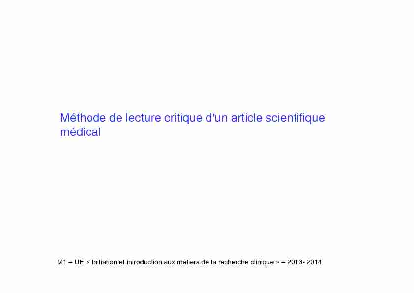 [PDF] 2013_2014_Lecture critique dun article scientifique - Amiform